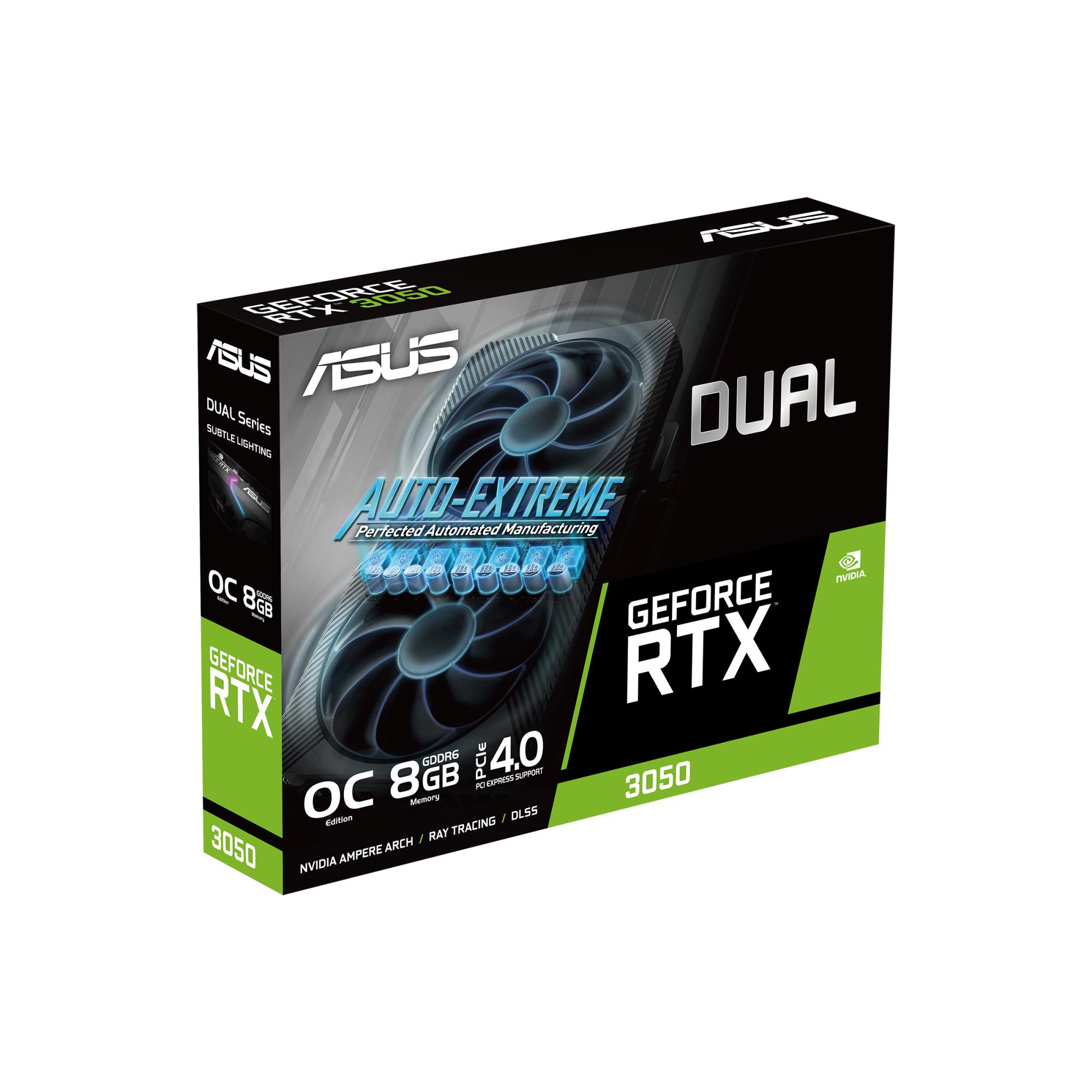c1fdc7c6-1e90-4a42-9f52-7b5b6ac1c241 Graphics Card ASUS NVIDIA GeForce RTX 3050 8 GB GDDR6 128 bit PCIE 4.0 16x Dual Slot Fansink 1xDVI-D 1xHDMI 1xDisplayPort DUAL-RTX3050-O8G-V2