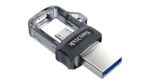USB atmintinė SanDisk 128GB su slidžiu korpusu, matoma iš šono