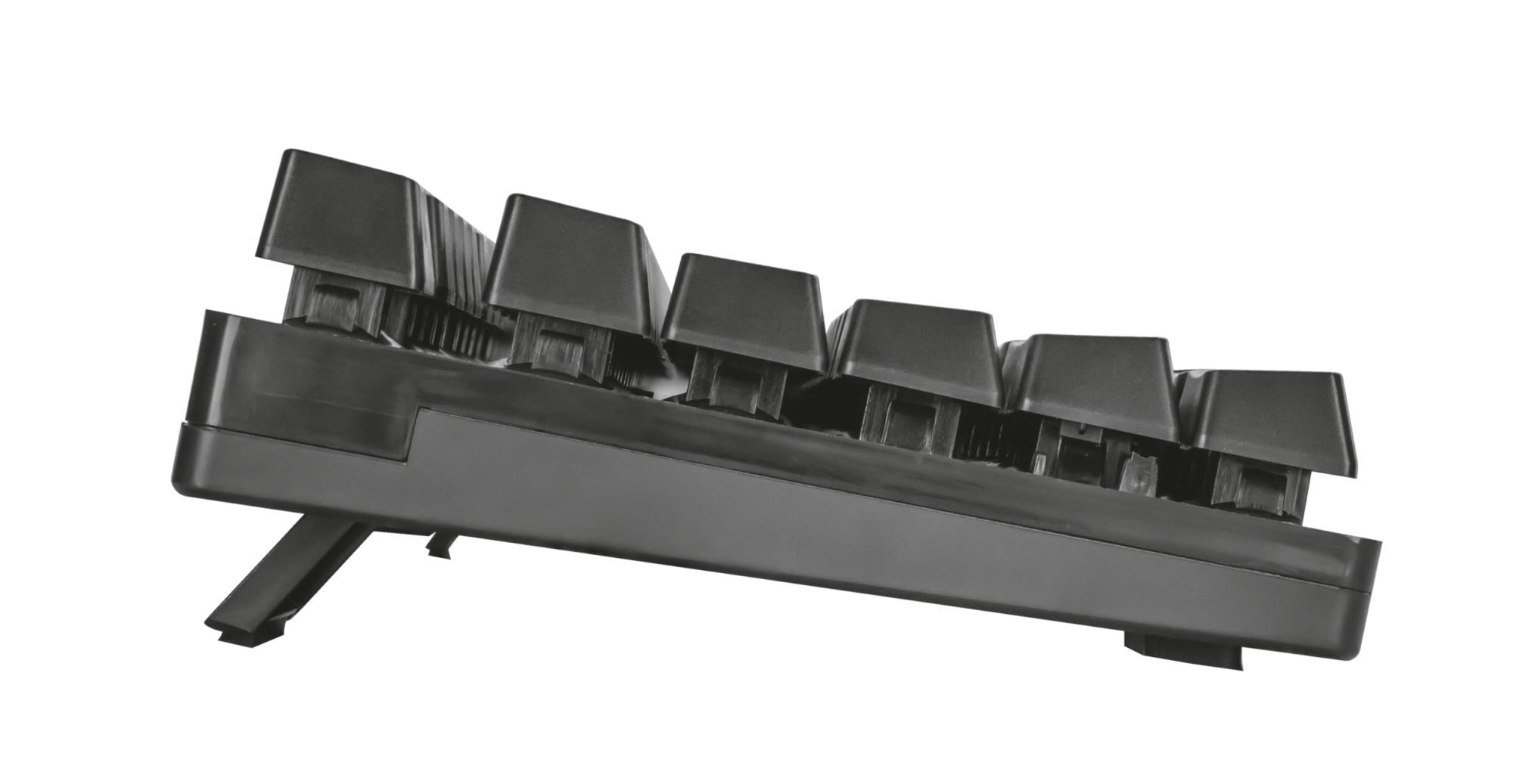 c48996b8-735f-4529-92e0-ec219e563308 GXT 838 Azor klaviatūra ir pelė, matoma iš šono su LED apšvietimu