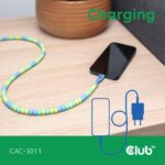 USB-C kabelis CAC-3011 su trijų spalvų karoliukais, matomas iš šono