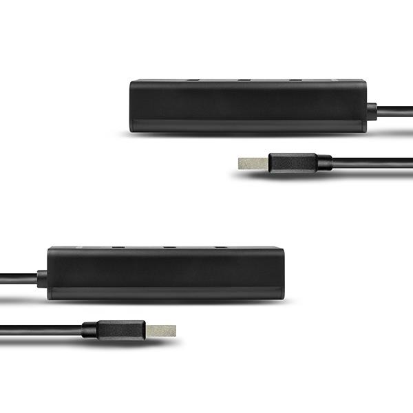 c64a579f-58f4-4a56-996b-c9102029a7fa USB 3.0 hub'as AXAGON HUE-S2B, matomas iš viršaus, rodo 4 USB prievadus