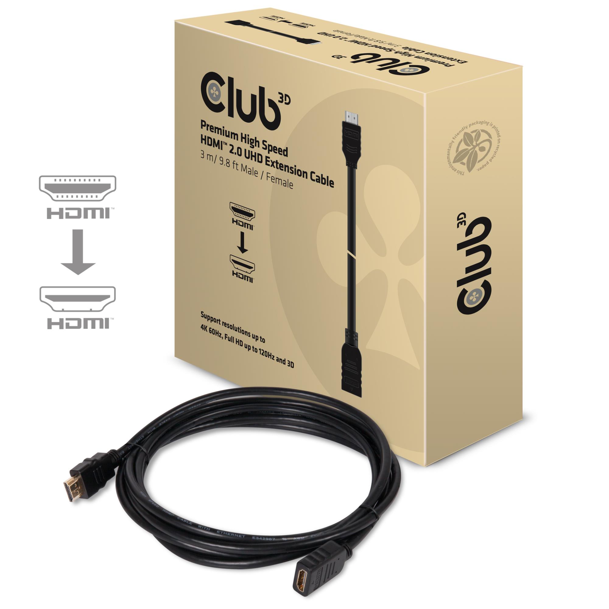c7069d4e-eb6a-479f-967e-6f5736240248 CABLE HDMI TO HDMI 3M/M/F CAC-1321 CLUB3D