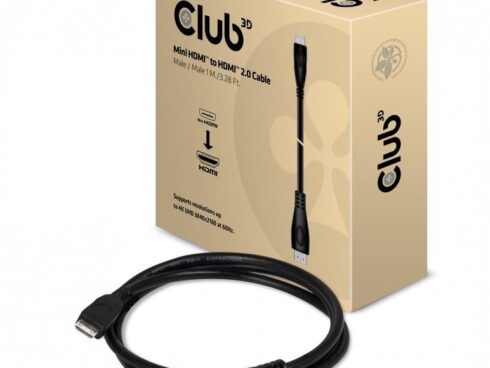 CABLE MINI HDMI TO HDMI 1M/M/M CAC-1350 CLUB3D