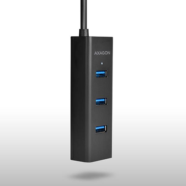 c7a48512-4beb-46e8-ae10-9ec2887c5208 USB 3.0 hub'as AXAGON HUE-S2B, matomas iš šono, su keturiais prievadais