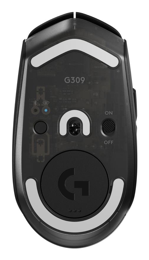 c7f5a6c7-cf71-4bd9-ad9c-674aa26c18f6 Pelė Logitech G309, juoda, matoma iš viršaus su mygtukais