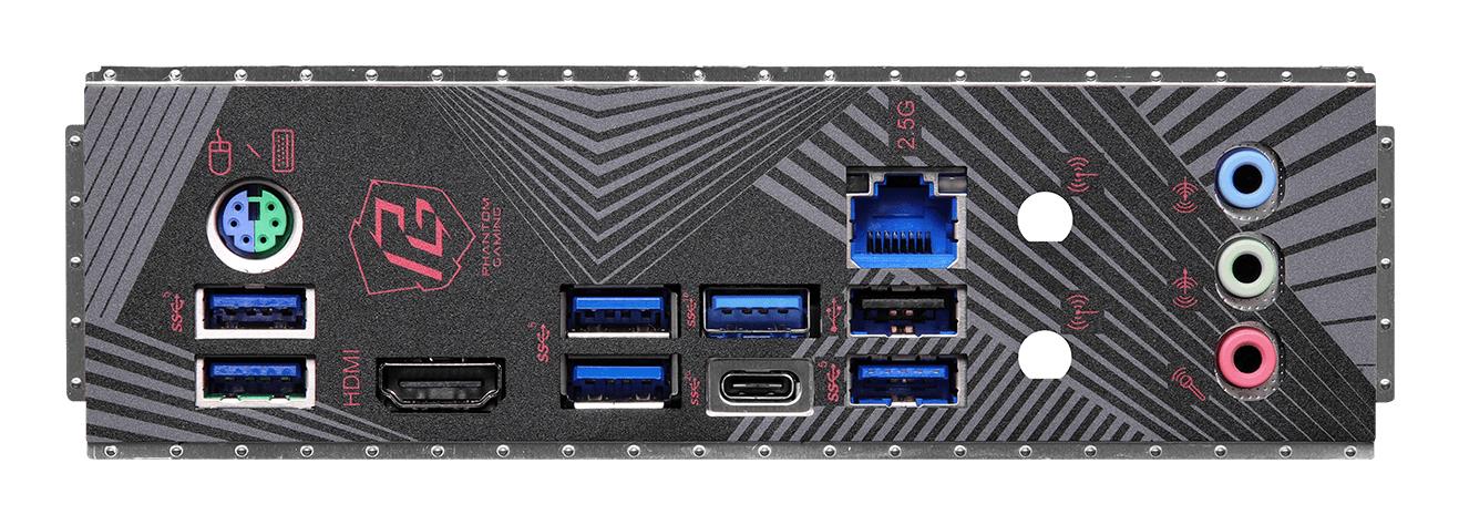 c93b8d84-624c-4fc9-9385-324ac6561705 ASROCK Z790PGLIGHTNING motininė plokštė, šoninis vaizdas su prievadų išdėstymu