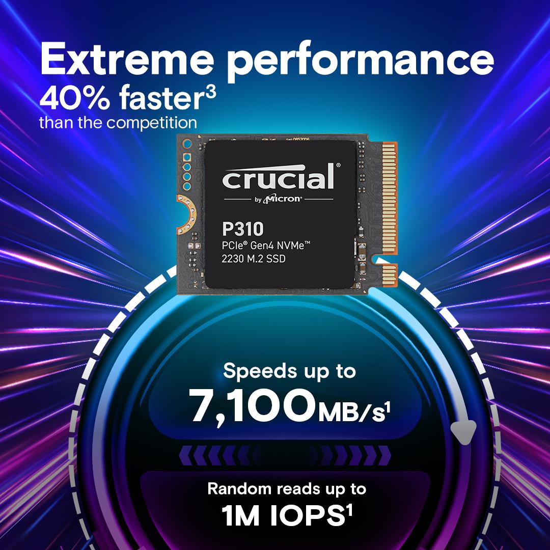 cc71c112-6f4c-4135-8dc3-a34d2d472e1a SSD CRUCIAL P310 2TB M.2 PCIe Gen4 NVMe 3D NAND Write speed 6000 MBytes/sec Read speed 7100 MBytes/sec TBW 440 TB CT2000P310SSD2