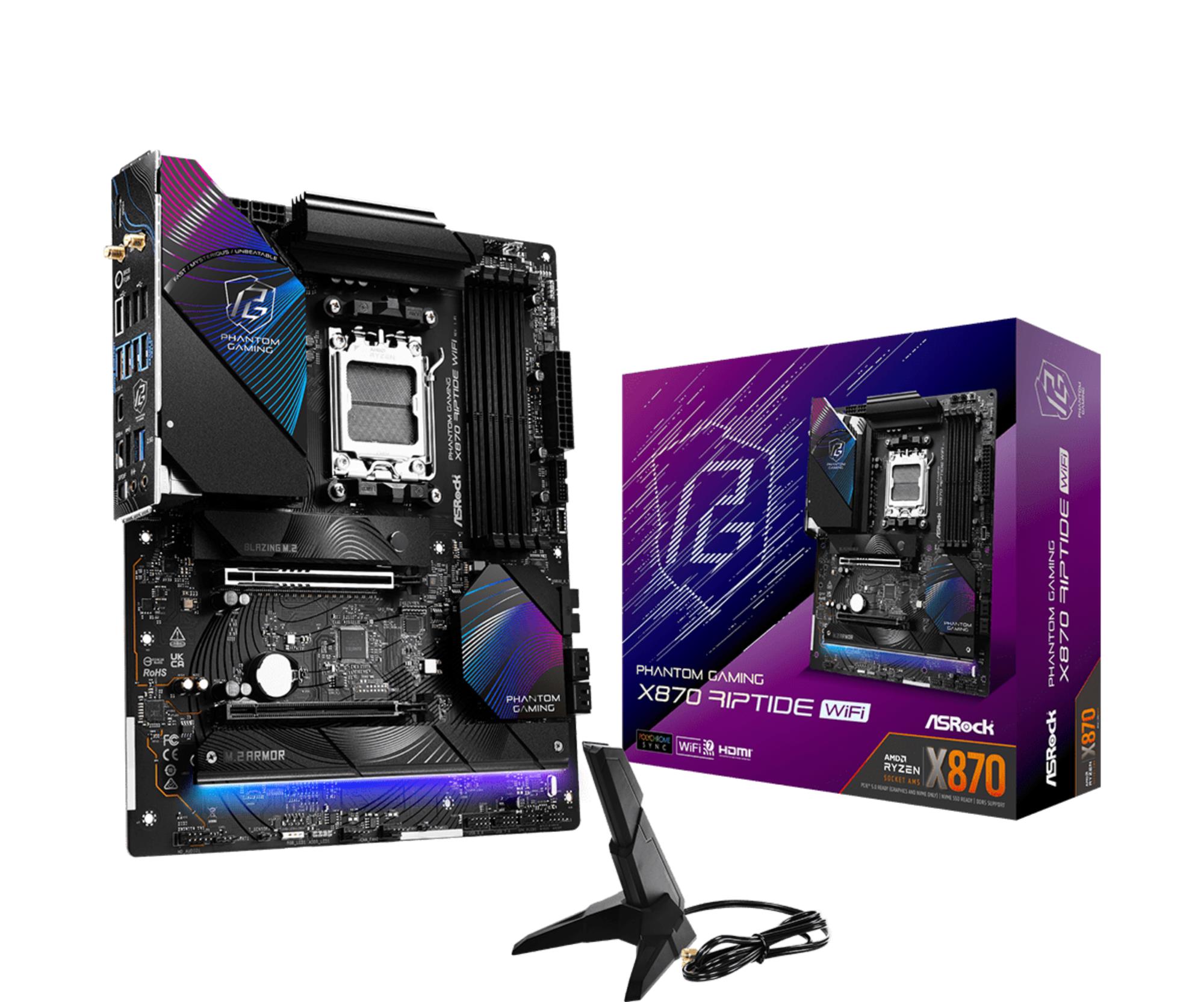 ce4f6b8c-3ee4-4b92-b472-d322f8349334 ASROCK X870 Riptide WiFi motininė plokštė su DDR5 atmintimi ir 4 M.2 lizdais
