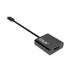 Adapteris USB-C į HDMI, matomas iš šono su prijungtu kabeliu