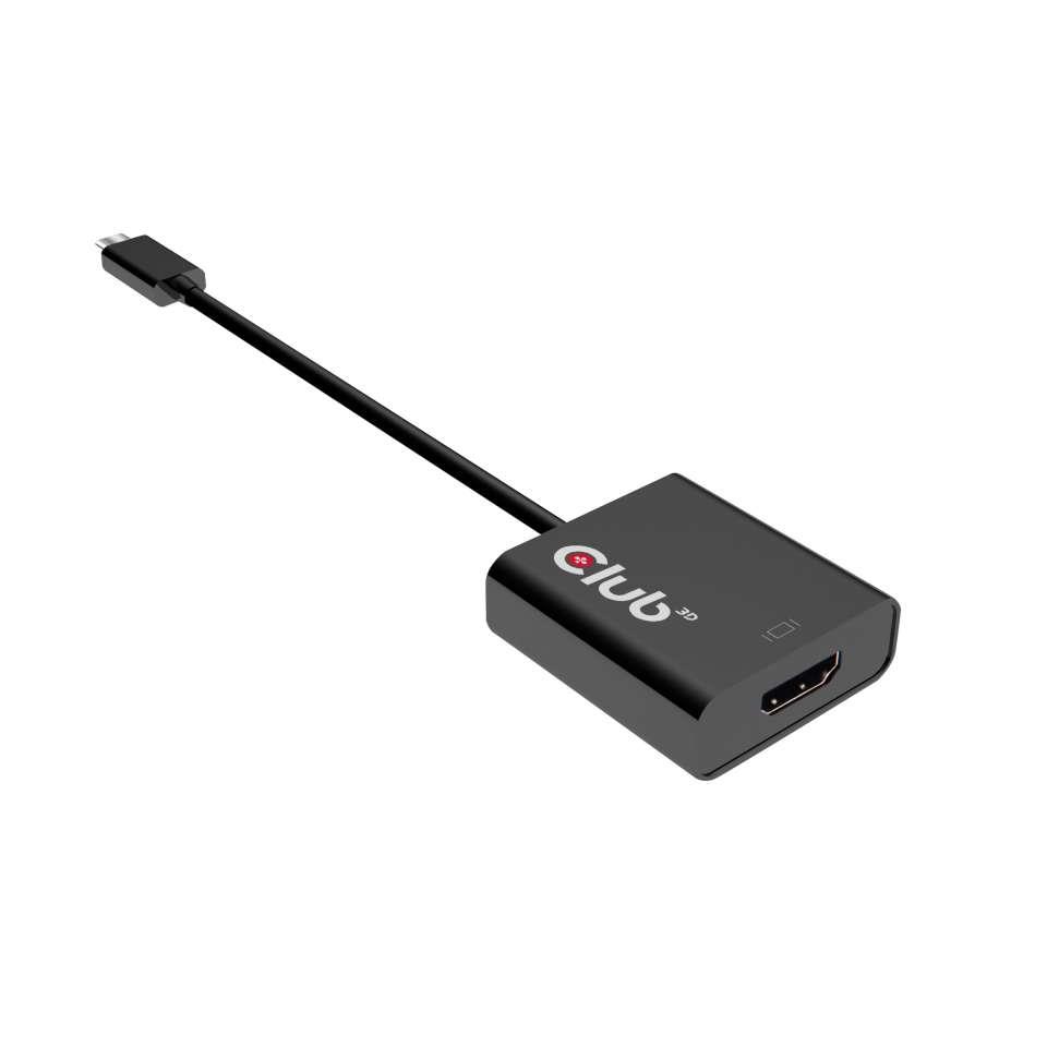 ce787b1b-9167-404b-bb2a-93da2876f7a1 Adapteris USB-C į HDMI, matomas iš šono su prijungtu kabeliu
