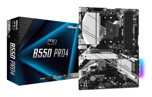 ASROCK B550PRO4 motininė plokštė su AMD B550 ir 4 DDR4 atminties lizdais