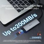 Adapterio prievadų išdėstymas ir detalus vaizdas iš šono