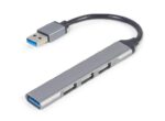 I/O HUB USB3 4PORT su 1 USB3 ir 3 USB2 prievadais, sidabrinis
