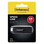 USB atmintinė Intenso 64GB, juodos spalvos, su dangteliu