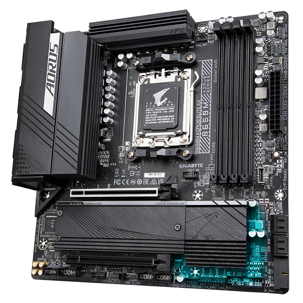 d509a52d-d269-4ecc-89c9-d3ed5cc87259 Mainboard GIGABYTE AMD B650 SAM5 Micro-ATX Memory DDR5 Memory slots 4 2xPCI-Express 4.0 16x 2xM.2 1xHDMI 1xDisplayPort 4xUSB 2.0 7xUSB 3.2 1xUSB-C 1xOptical S/PDIF 1xRJ45 2xAudio port B650MAORUSELITEAX1.3