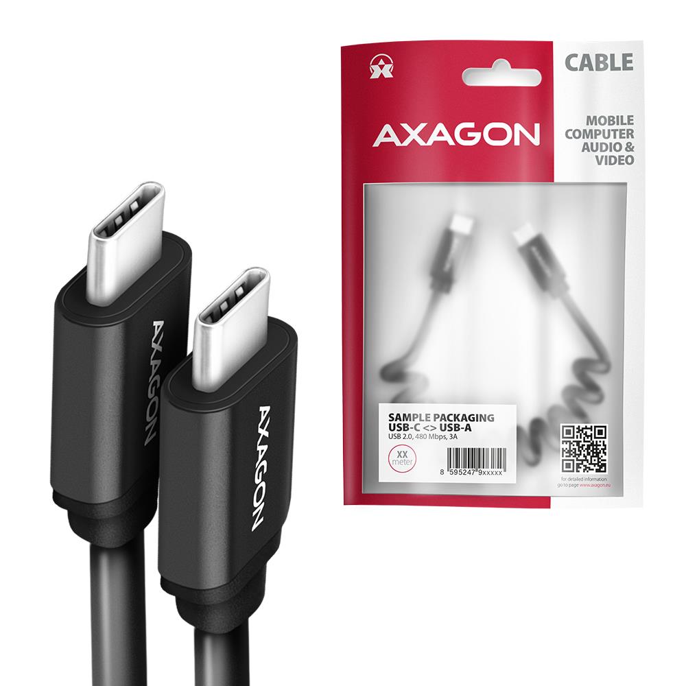 d53e3cb8-7269-4ce0-ab75-abaf8c29d08f CABLE USB-C TO USB-C 0.6M 60W/TWISTER BLK BUCM-CM10TB AXAGON