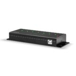 USB2 7PORT šakotuvas LINDY, matomas iš šono, rodo prievadų išdėstymą