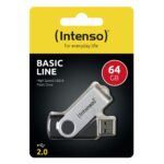 USB atmintinė Intenso su pasukamu dangteliu, matoma iš šono