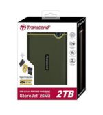 Išorinis HDD TRANSCEND StoreJet 1TB, žalias, matomas iš šono