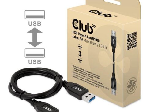 CABLE USB3.1 3A 0.5M/M/M CAC-1409 CLUB3D