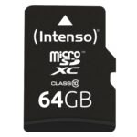 Micro SDXC kortelė su adapteriu, matoma iš šono