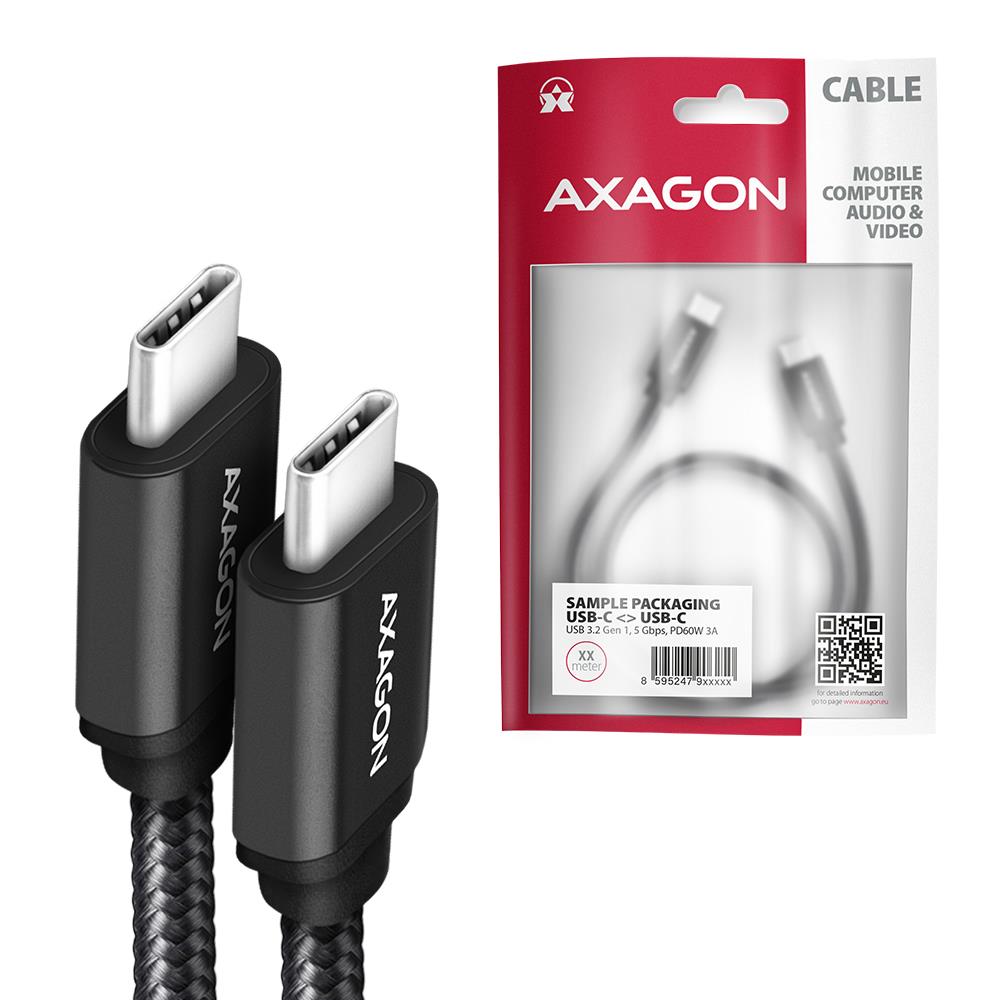 daf0f5c2-73c4-4ac0-bb6d-8adf09156f0b CABLE USB-C TO USB-C 1M 60W/HQ BLACK BUCM-CM10AB AXAGON
