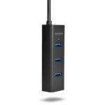 USB 3.0 hub'as su keturiais prievadais, matomas iš šono