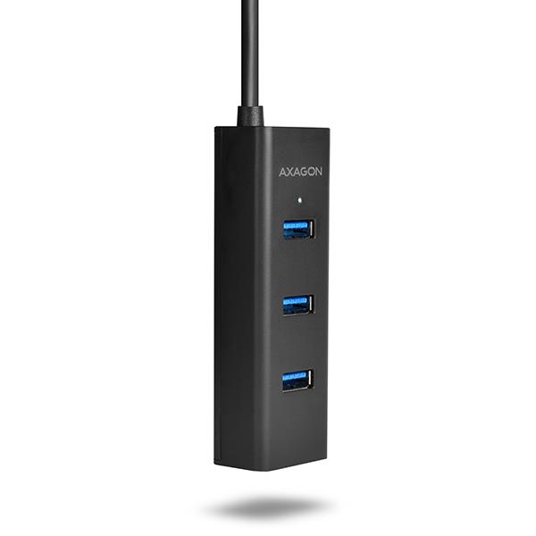 db7b1cd0-6bab-44f7-8a9f-0ef2b45f6dd4 USB 3.0 hub'as su keturiais prievadais, matomas iš šono