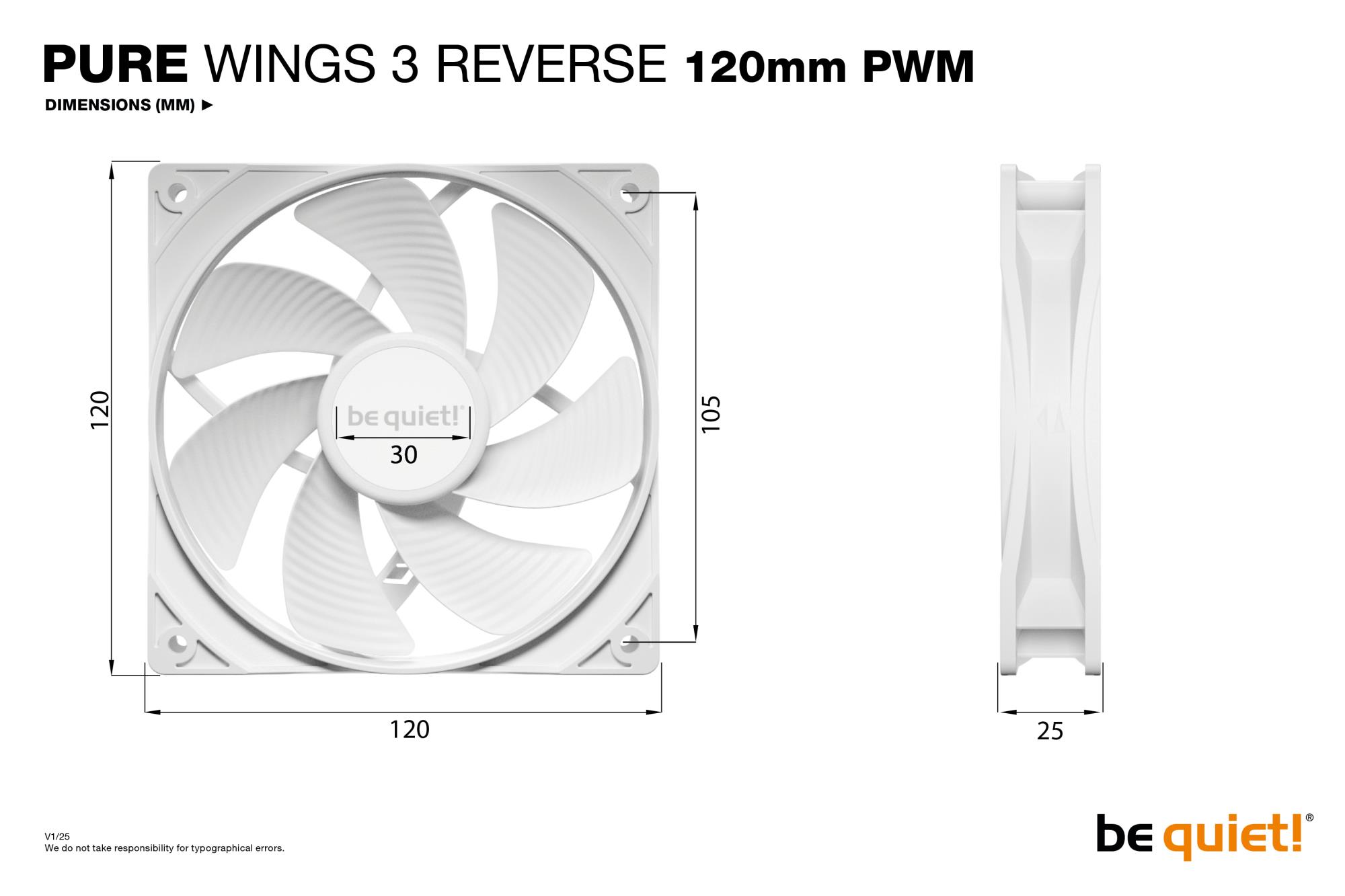 db7b73ff-ecdb-43ec-b4fb-f13aef280692 CASE FAN 120MM PURE WINGS 3/PWM WHT 3-PACK BL136 BE QUIET