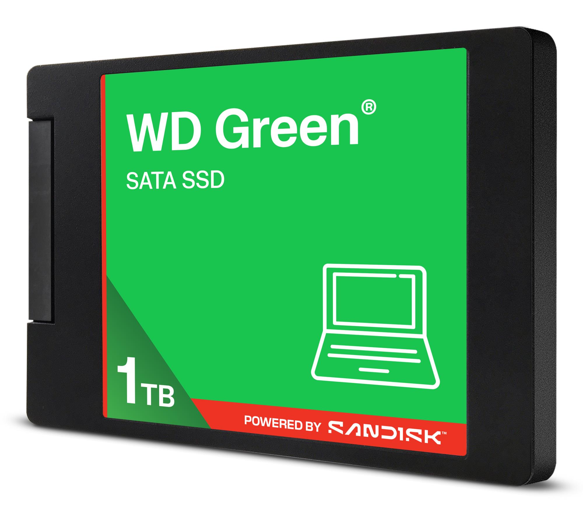 dc4b51fb-c4e8-4c30-8546-b1db617f830c SSD WESTERN DIGITAL Green 1TB 3D NAND, viršutinė pusė su jungtimis