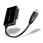 Adapteris USB 3.0 - SATA 6G, matomas iš šono su prijungtu disku