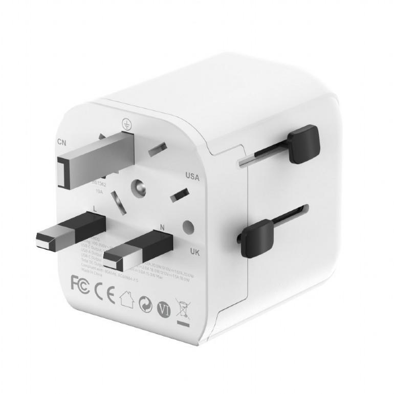 e20ce002-c711-4878-99dd-db2d3cf141af Gembird TPA-EU1A1C20-01-W Grounded universal travel power adapter, 20 W, white | Gembird