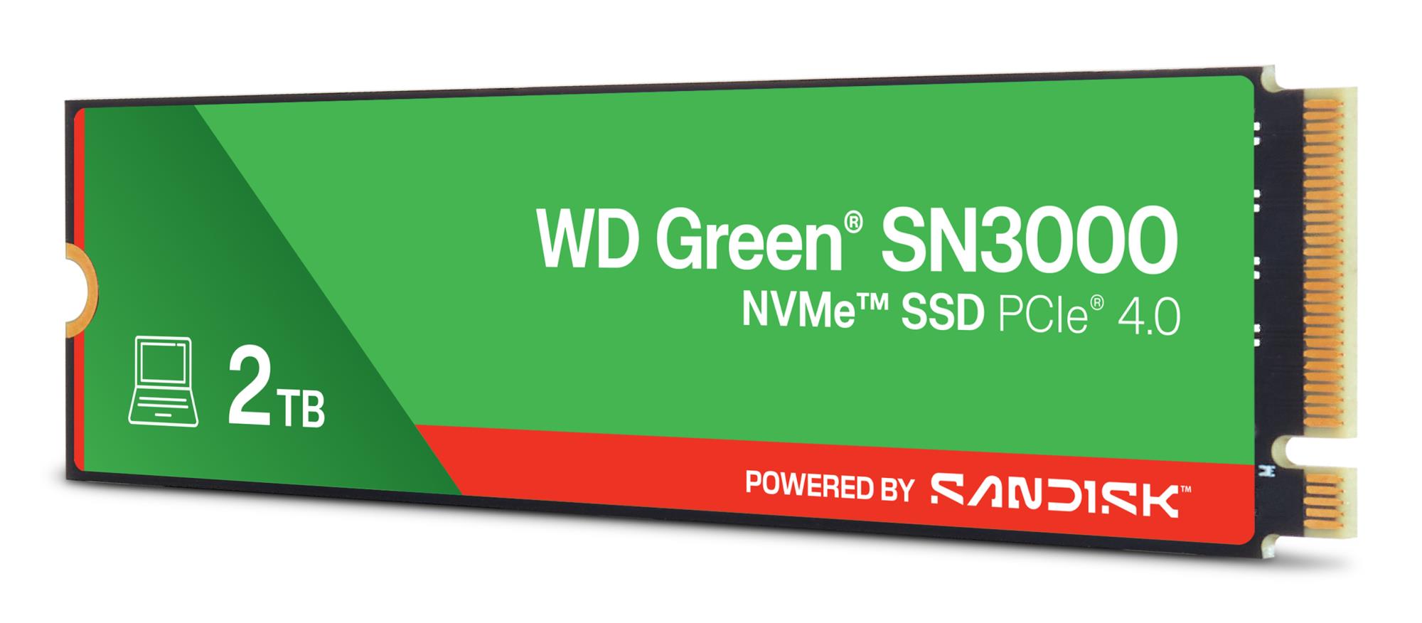 e229d968-b61c-44bb-a6c1-86bd3e416795 SSD WESTERN DIGITAL Green 2TB M.2 PCIe Gen4 NVMe Write speed 4200 MBytes/sec Read speed 5000 MBytes/sec 2.3mm TBW 250 TB WDS200T4G0E