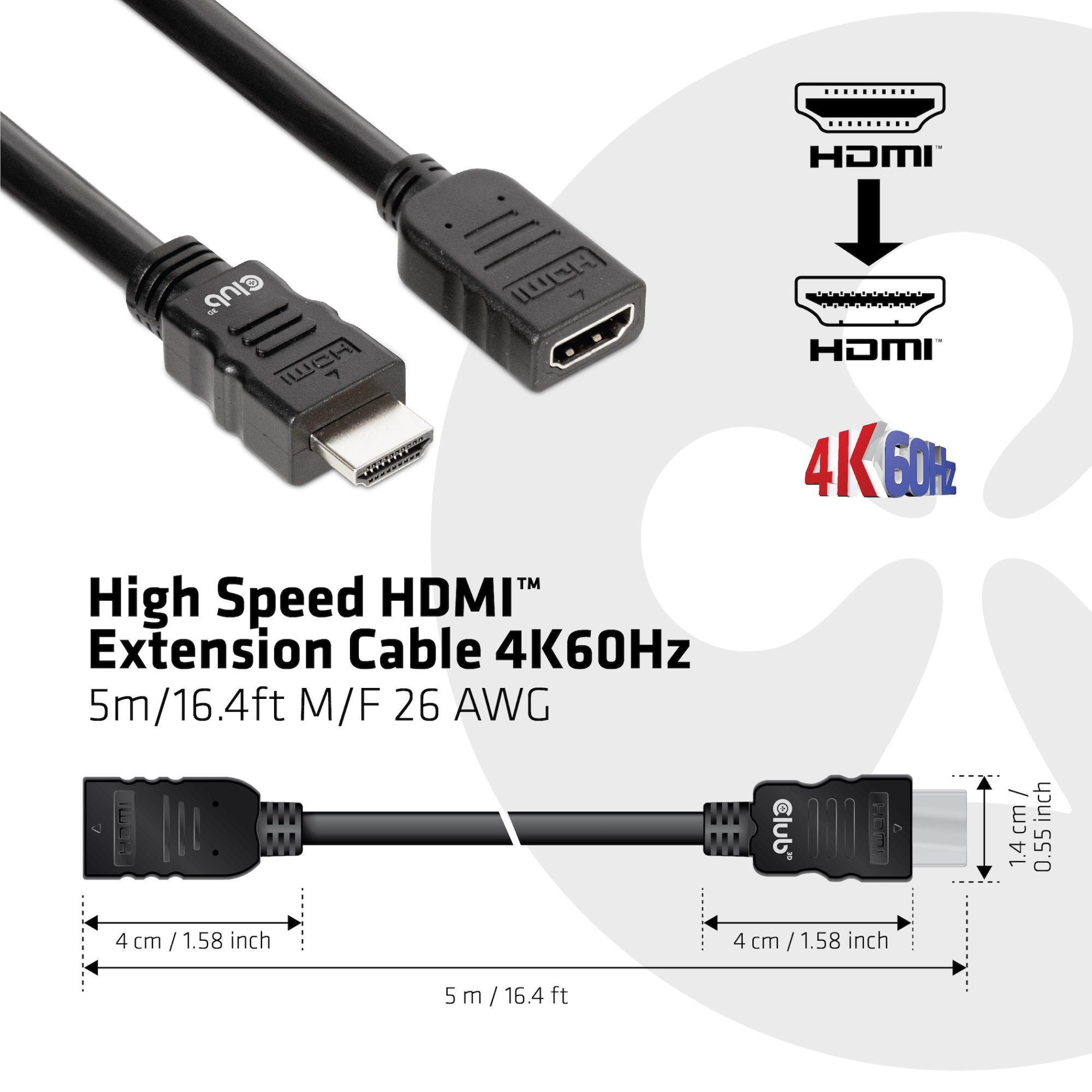 e3ba9206-25be-4381-9555-bb0b8e039acd CABLE HDMI TO HDMI 5M/M/F CAC-1325 CLUB3D