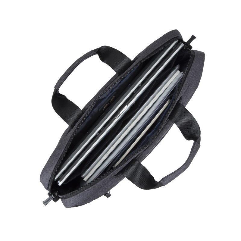 e3fe97ea-421a-49bc-984e-7d8b59b6c8d4 Dėklas RIVACASE Suzuka 15.6" juodas, atidarytas ir rodo vidinę erdvę
