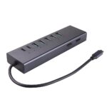I/O dokas su USB-C jungtimi, matomas iš šono