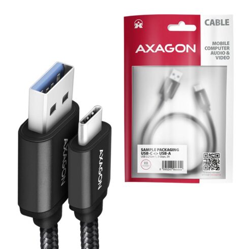 USB-C į USB 3.2 laidas 1.5 m, juodas, AXAGON BUCM3-AM15AB