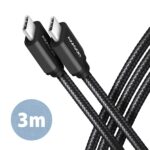 USB-C į USB-C laidas 3 m, 60W, juodas