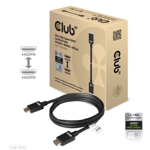 HDMI laidas 1.5m, Club 3D CAC-1370, HDMI 2.1 sertifikuotas