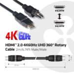 HDMI kabelis su 2 metrų ilgio, rodomas iš šono