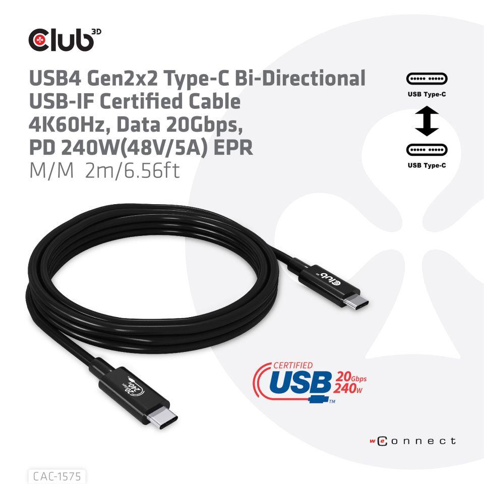 e683c182-8506-4e7a-96ef-ea674c8c051b-1 CABLE USB-C TO USB-C 2M/M/M CAC-1575 CLUB3D