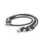 3-in-1 USB įkrovimo laidas, 1 m ilgio, juodas