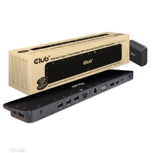 Club3D CSV-1565 USB-C dokas su 100W energijos tiekimu ir trimis vaizdo išvestimis