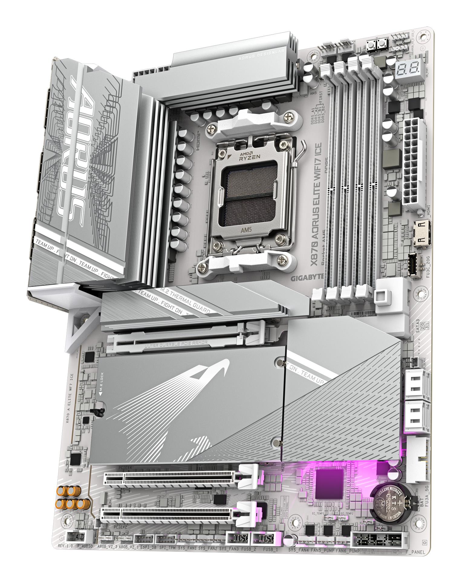 ecd4bafa-a0e6-47ef-b282-8715e7cc720a Mainboard GIGABYTE AMD X870E SAM5 ATX Memory DDR5 Memory slots 4 1xPCI-Express 3.0 2x 1xPCI-Express 4.0 4x 1xPCI-Express 5.0 16x 4xM.2 1xHDMI 4xUSB 2.0 6xUSB 3.2 2xUSB-C 1xOptical S/PDIF 1xRJ45 2xAudio port X870AELITEWF7ICE1.1