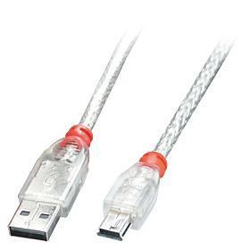 eed5ed6b-0c85-4aa5-a246-1e2bd58d38bf USB 2.0 Type A į Mini-B laidas, 0.5m, skaidrus