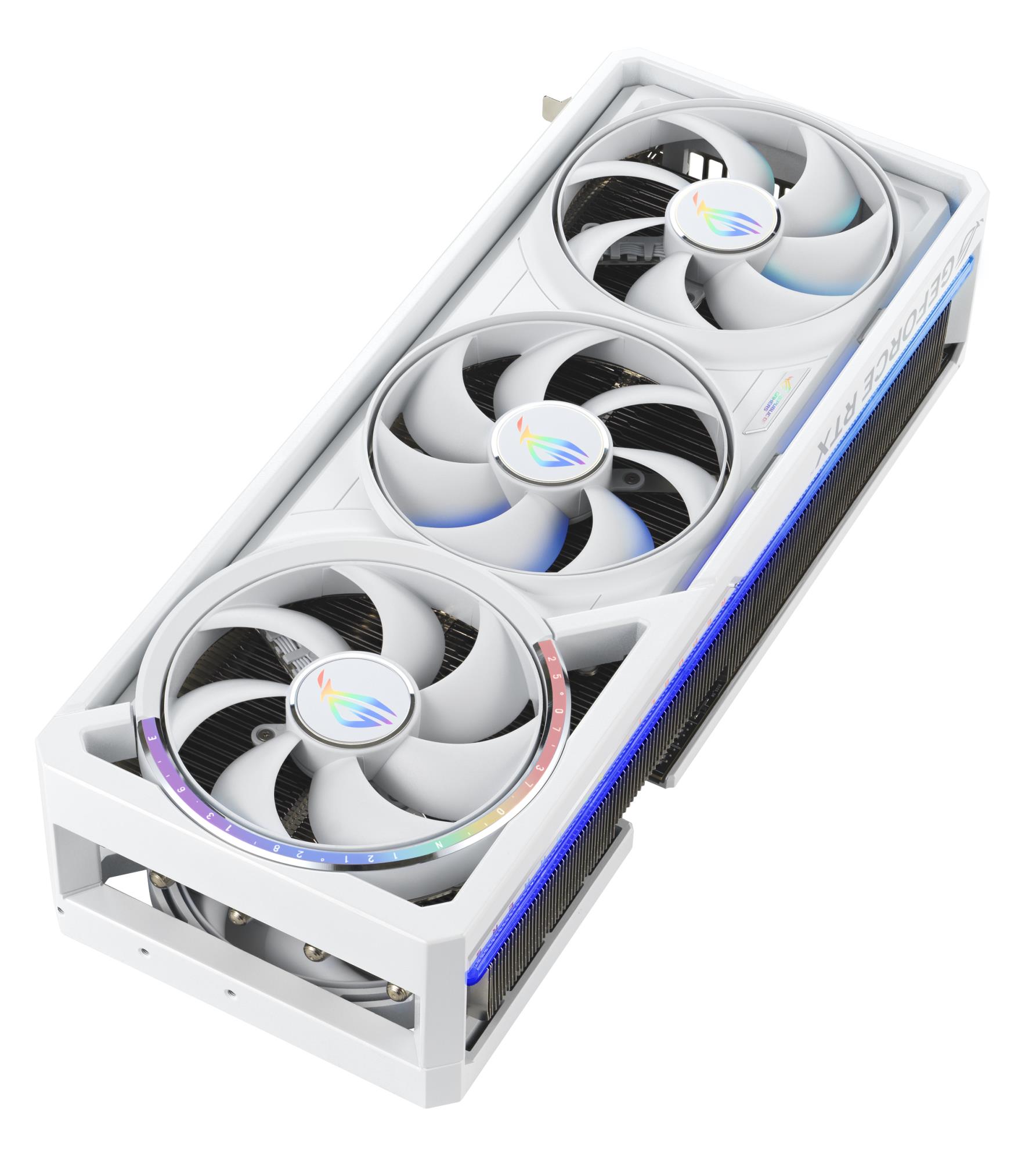 f3f2af22-bcc3-4b24-8a5b-434a4d54255f Vaizdo plokštė ASUS NVIDIA GeForce RTX 5080, šoninis vaizdas su aušinimo sistema