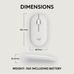 Pelė Logitech M350S, balta, matoma iš šono su mygtukais