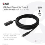 USB-C į USB-A kabelis 5m, artimas vaizdas su jungtimis