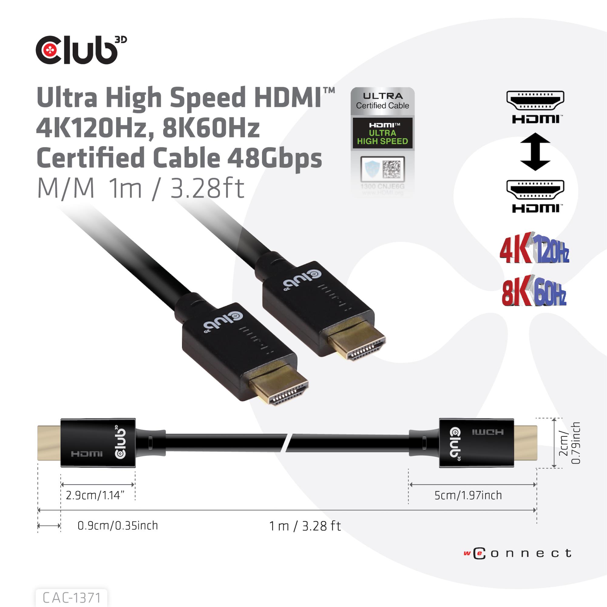 f7c59581-c085-4cd8-851e-40f685850d25 CABLE HDMI TO HDMI 1M/M/M CAC-1371 CLUB3D