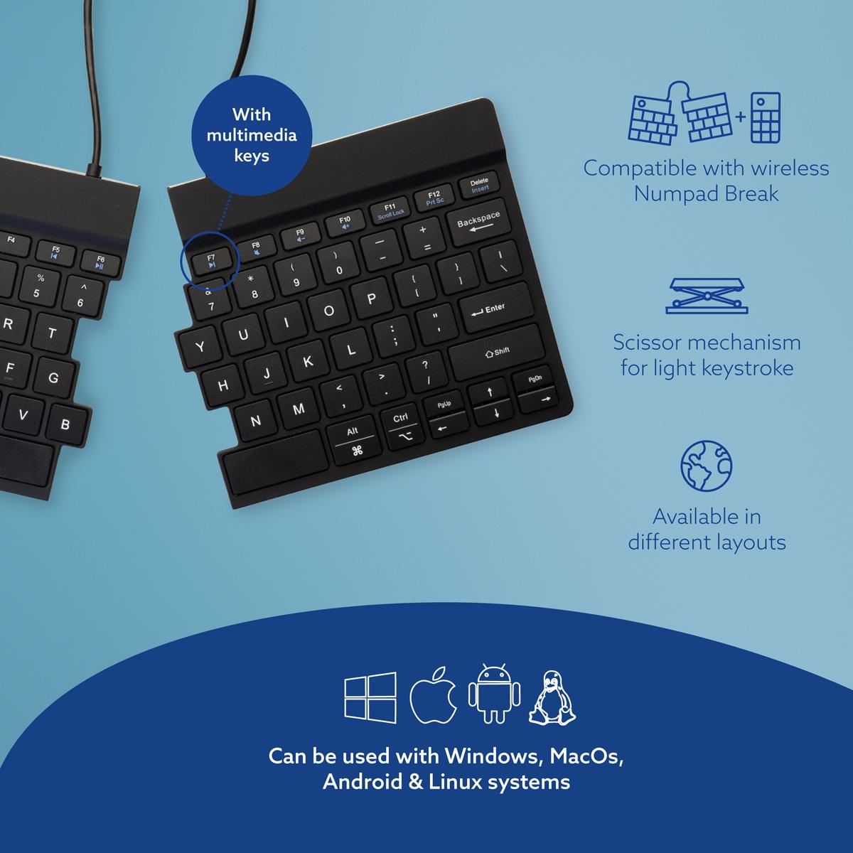 f922dadb-ae5c-4b92-ad55-dcbb0208b469 KEYBOARD WRL COMPACT BREAK/BLACK RGOSBUSWLBL R-GO TOOLS